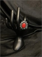 RED CORAL STONE RING / JEWELRY / SIZE 8