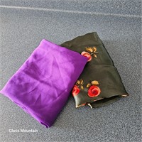 One Purple Silk Scarf & One Polyester Floral Scarf