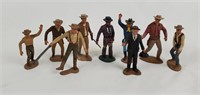 9 Wild West Cowboy Cast Metal Figures