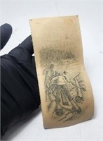 Old Engraved "les Draveurs" on Horse Leather