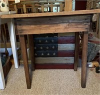 Wooden Table with Painted American Flag