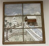 Painting Framed in Window Pane