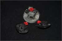 silver mesh Hat broach and earring set