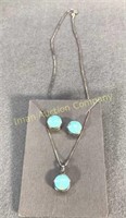 Sterling & Turquoise Necklace & Earrings