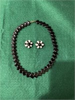 Vintage Trifari black necklace, vintage pair of