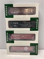 Four Moloco HO Scale Train Cars