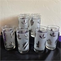 MCM Libbey Silver Leaf Frosted Drinking Glasses