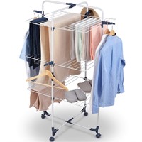 TOOLF Clothes Drying Rack, 3-Tier Collapsible Lau