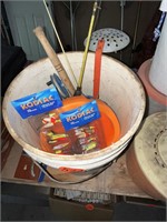 Pail of Ice Fishing Items