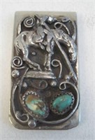 Navajo SS Turquoise Money Clip - Tested