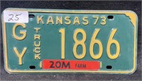 1973 KANSAS LICENSE PLATE