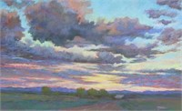 MICHAEL ETIE (B.1948) PASTEL SUNSET ON THE RANCH
