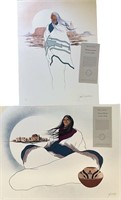 2pc John A White LE Lithographs Signed COA