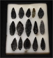 Frame of 15 Arrowheads Longest is 3 3/8" Found by