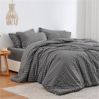 Grey Comforter Set King (102X90) 7 Pcs