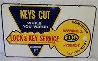 1979 LOCK & KEY SERVICE D/S PAINTED METAL SIGN