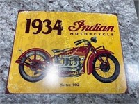 1934 Indian Motorcycle Metal Sign