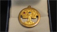 Vintage 10K Gold Tree of Life Charm w/ SP Stones