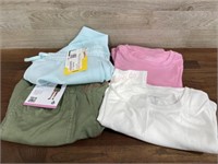 2 women’s medium shirts, 1 medium shorts & 1