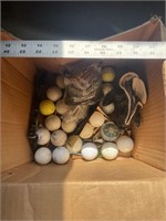 Golf Box Lot - Tees, Golf Balls, & Wilson Glove