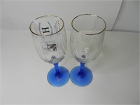2 Piece Blue and Gold Glasses (9 oz.)