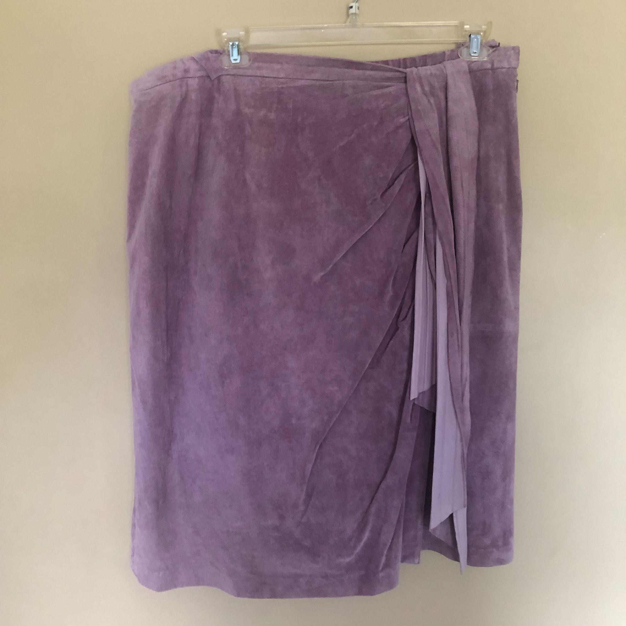 Womens TERRY LEWIS Suede Leather Wrap Skirt