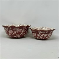 Pair of Fluted Edge Temptations Bowls Floral Lace