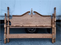 king size oak bed  with wood rails.  78.5" Wide.