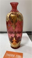 Moser Cranberry Vase Gold Guild & Enamel