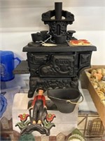 Cast Metal Miniature Stove with Collectibles