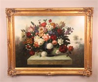OIL ON CANVAS STILL LIFE PAINTING IN CARVED FRAME