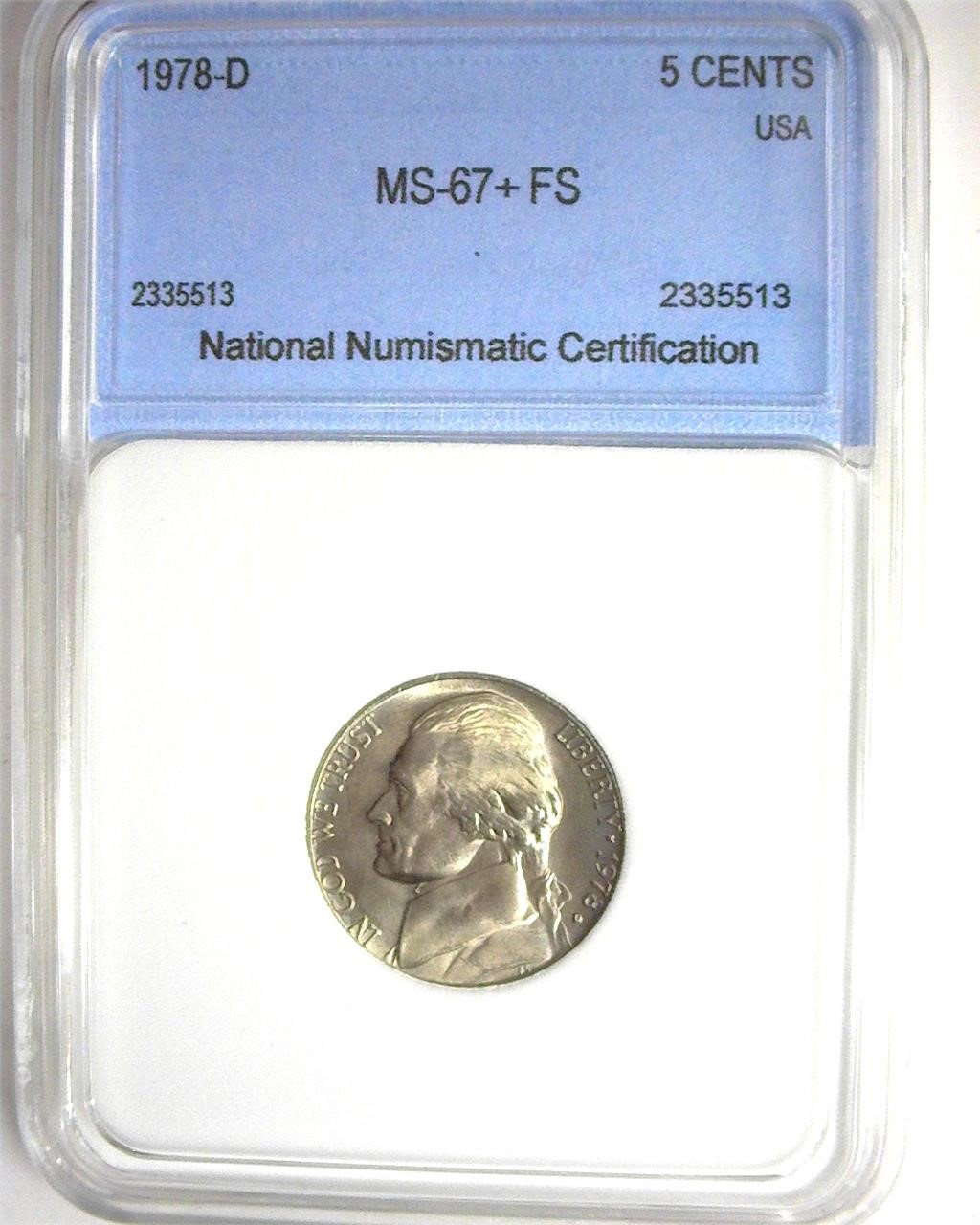 1978-D Nickel MS67+ FS LISTS $2150 IN 67FS