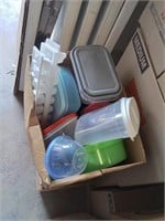 Box of plastic storage containers