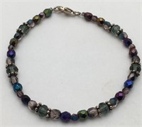 Colored Bead Bracelet W Sterling Clasp