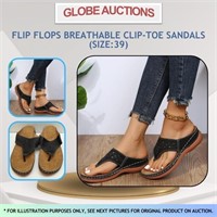 FLIP FLOPS BREATHABLE CLIP-TOE SANDALS(SIZE:39)