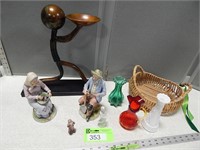 Figurines, vases, basket and votive holder