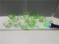 Green Depression glass assortment
