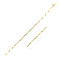 14k Gold Alternating Bead Paperclip Bracelet