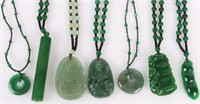 GREEN JADE CHINESE PENDANTS W/ NECKLACES