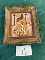 Framed Indian on Canvas Board (Belden)
