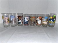 STAR WARS, ET & SMURF CHARACTER GLASS LOT OF 8