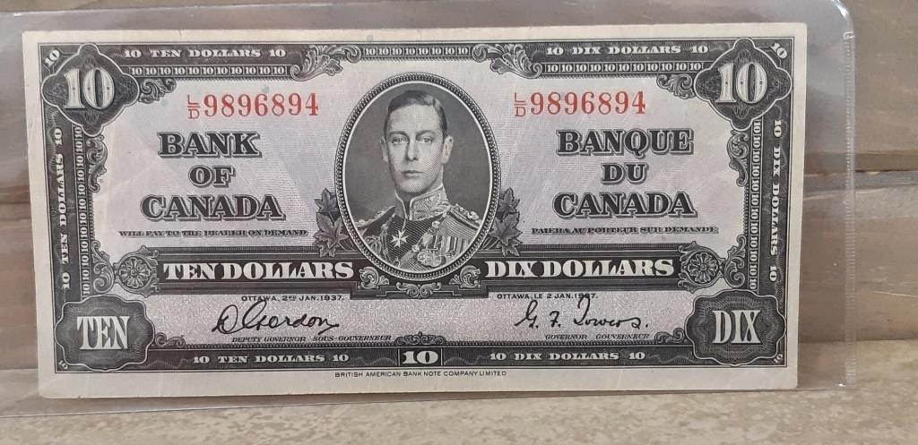 1937 Ten Dollar Bill PRE L/D