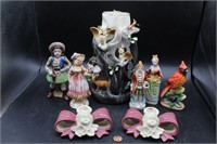 Carved "Forest Creatures" Candle & Japan Figurines