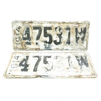 Wisconsin 1914 License Plate Pair