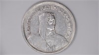 1949 Switzerland  5 Francs Silver