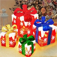 Super Large 12-10-8-7  4 Pack Lighted Gift Boxes C