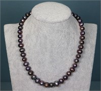17" Cultured Black Pearl Necklace