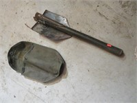 Folding army shovel with case