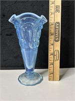 LE Smith Moon & Stars Blue Opalescent Bud Vase