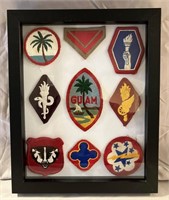 Vintage military patches w/ shadow box.